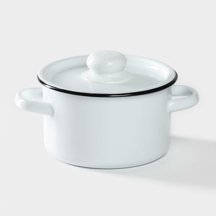 Кастрюля эмалированная, 1,5 л, металлическая крышка, цвет МИКС