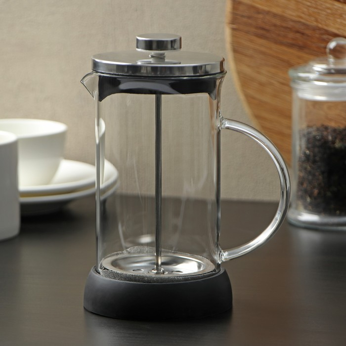 Чайник заварочный френч - пресс «Келли», 600 мл, стекло, цвет чёрный, рисунок МИКС Чайник заварочный френч - пресс «Келли», 600 мл, стекло, цвет чёрный, рисунок МИКС