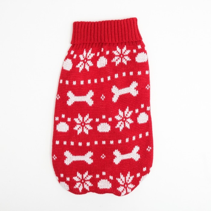 Свитер Свитер "Косточки-снежинки", размер 10 (ДС 23-26, ОГ 28-35, ОШ 18-22 см), красный