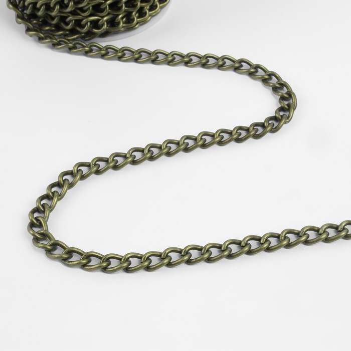 Цепочка для сумки, 7 × 11 мм, 10 ± 0,5 м, цвет бронзовый