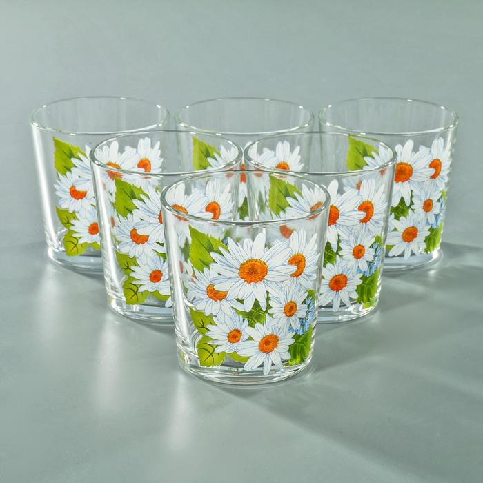 Набор стаканов для коктейля «Букеты», 210 мл, 6 шт, рисунок МИКС Набор стаканов для коктейля «Букеты», 210 мл, 6 шт, рисунок МИКС