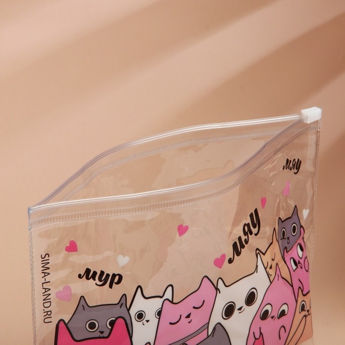Косметичка из прозрачного PVC 21&times;2&times;14 см &laquo;Котики&raquo;