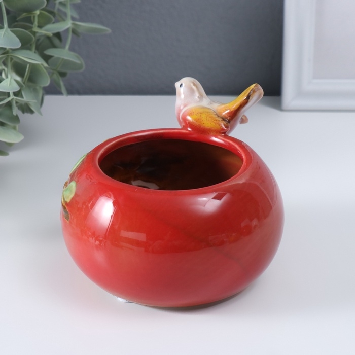 Сувенир керамика подставка Сувенир керамика подставка "Серая птичка на чаше" МИКС 11х11,5х8,5 см