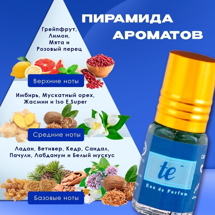 Духи масляные мужские Le blue, 3 мл Духи масляные мужские Le blue, 3 мл