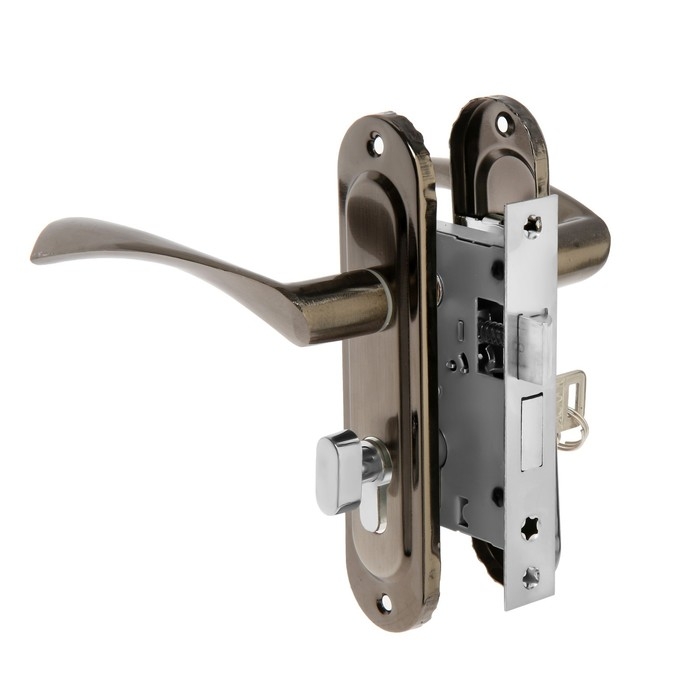 Замок врезной LOCKLAND RD004, с ручкой, 3 ключа, цвет черный никель Замок врезной LOCKLAND RD004, с ручкой, 3 ключа, цвет черный никель