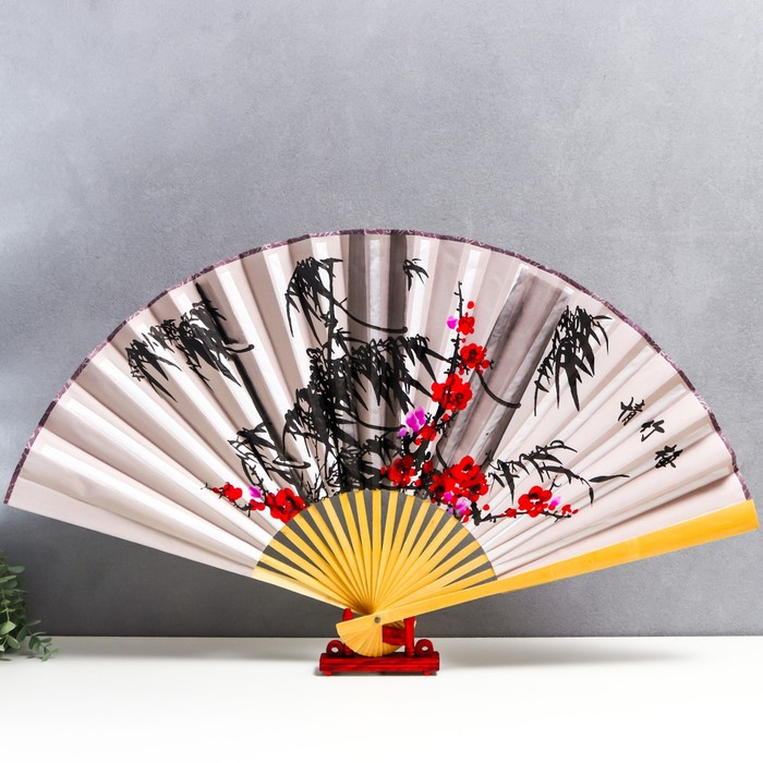 Веер бамбук, текстиль h=50 см  Веер бамбук, текстиль h=50 см "Бамбук" белый