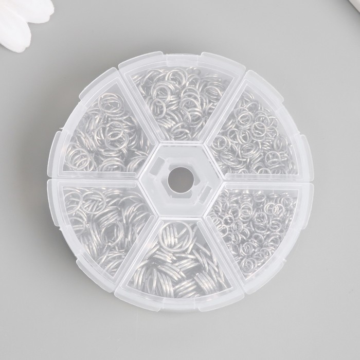 Кольца зажимные металл в шкатулке Кольца зажимные металл в шкатулке "Хром" 880 шт 8х8х2 см