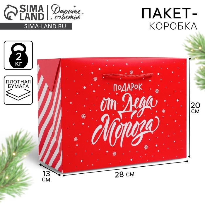 Пакет-коробка «Подарок», 28 х 20 х 13 см, Новый год Пакет-коробка «Подарок», 28 х 20 х 13 см, Новый год