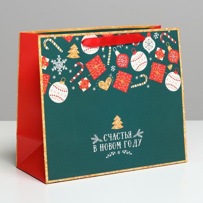 Пакет подарочный новогодний ламинированный &laquo;Счастья в Новом году&raquo;, ML 27 х 23 х 11,5 см, Новый год
