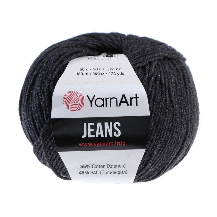 Пряжа Пряжа "Jeans" 55% хлопок, 45% акрил 160м/50гр (28 антрацит)
