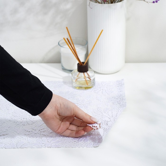 Коврик противоскользящий Доляна «Цветы», 30×100 см, цвет белый Коврик противоскользящий Доляна «Цветы», 30×100 см, цвет белый