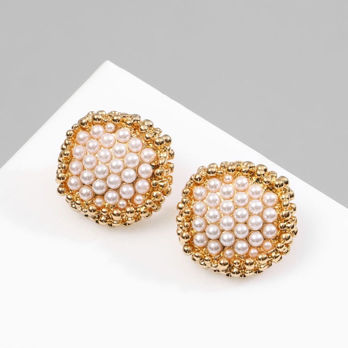 Серьги с жемчугом «Атмосфера» бусинки, цвет белый в золоте Серьги с жемчугом «Атмосфера» бусинки, цвет белый в золоте