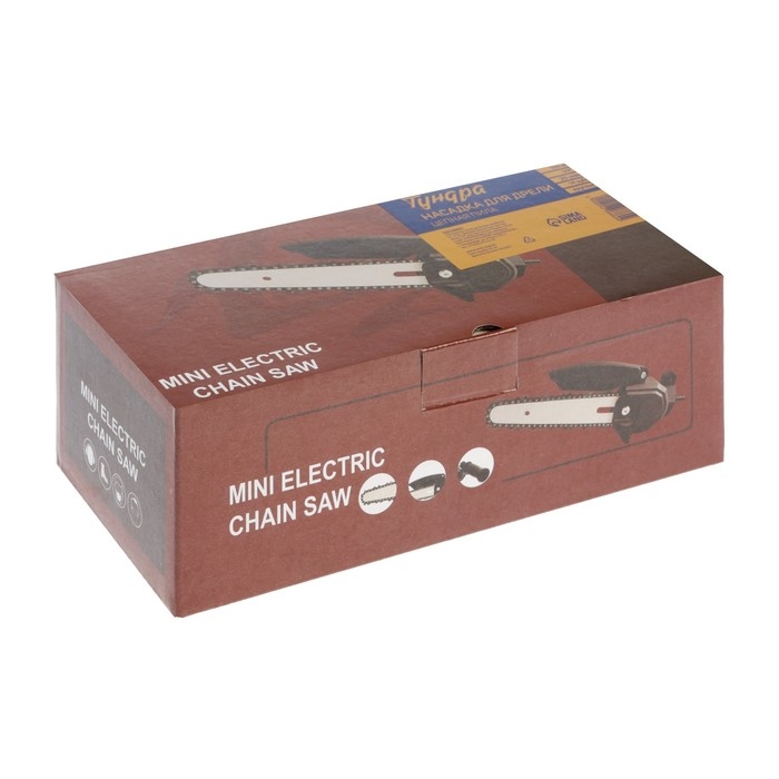 Насадка для дрели ТУНДРА, цепная пила, 100 мм, 1/4 Насадка для дрели ТУНДРА, цепная пила, 100 мм, 1/4", 28 звеньев, 14 зубьев, круглый зуб