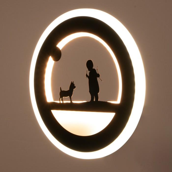 Бра "Девочка и щенок" LEDx90 черная 22х3,8х22 см