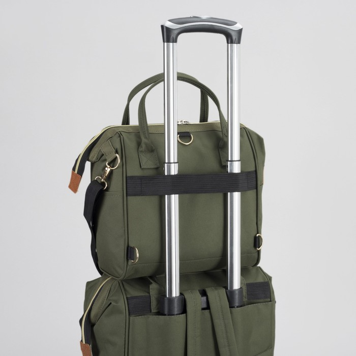 Сумка-рюкзак 2 в 1 на колёсах 18 Сумка-рюкзак 2 в 1 на колёсах 18", отдел на молнии, наружный карман, цвет зелёный