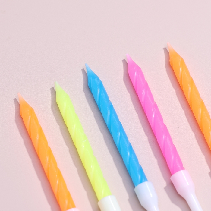 Свечи для торта Свечи для торта "Неон", 10 шт, разноцветные, 14 см