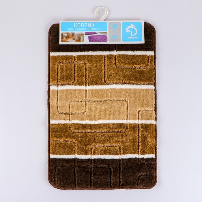 Коврик для ванной Доляна «Квадраты», 40×60 см, цвет коричневый