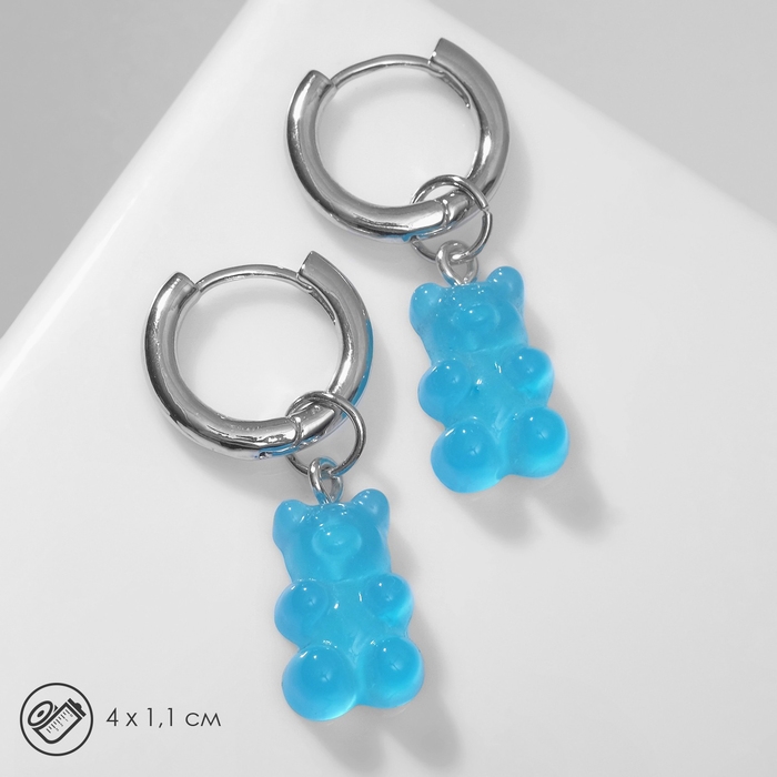Серьги ассорти «Мармеладные мишки» трансформер, цвет голубой в серебре Серьги ассорти «Мармеладные мишки» трансформер, цвет голубой в серебре