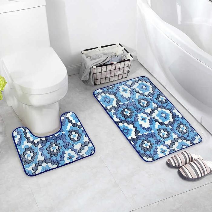 Коврики для ванной и туалета Доляна «Фиолетовые цветы», 2 шт: 40×50 см, 50×80 см Коврики для ванной и туалета Доляна «Фиолетовые цветы», 2 шт: 40×50 см, 50×80 см