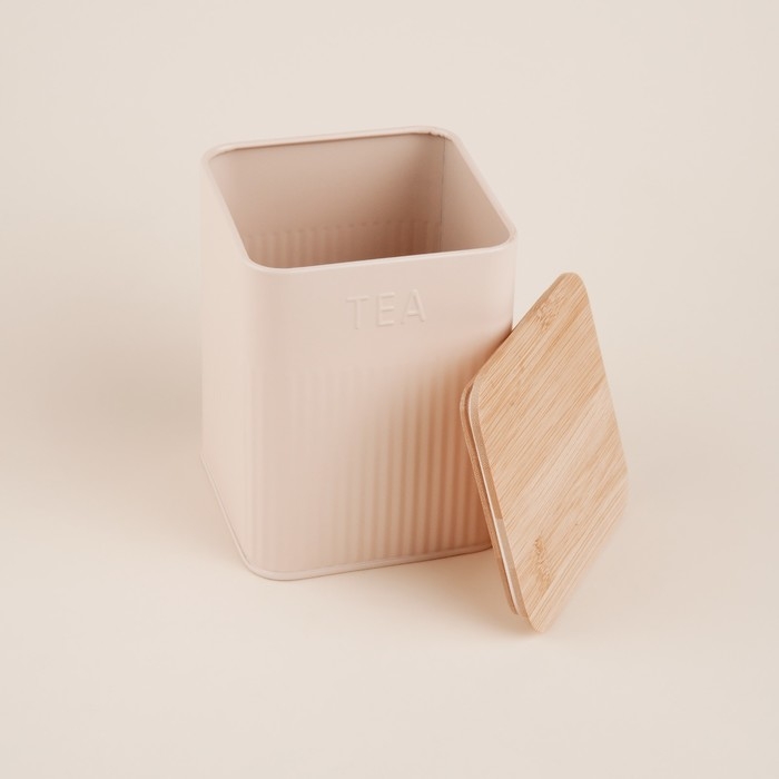 Банка для хранениясыпучих продуктов «Сан-Лоренцо», 10×13 см, цвет розовый, с бамбуковой крышкой