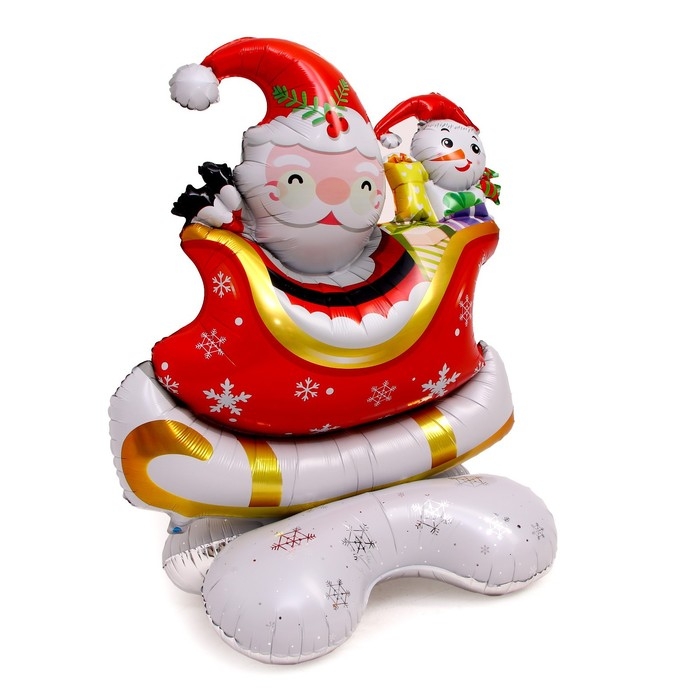 Шар фольгированный 60" &laquo;Санта в санях&raquo;, на подставке