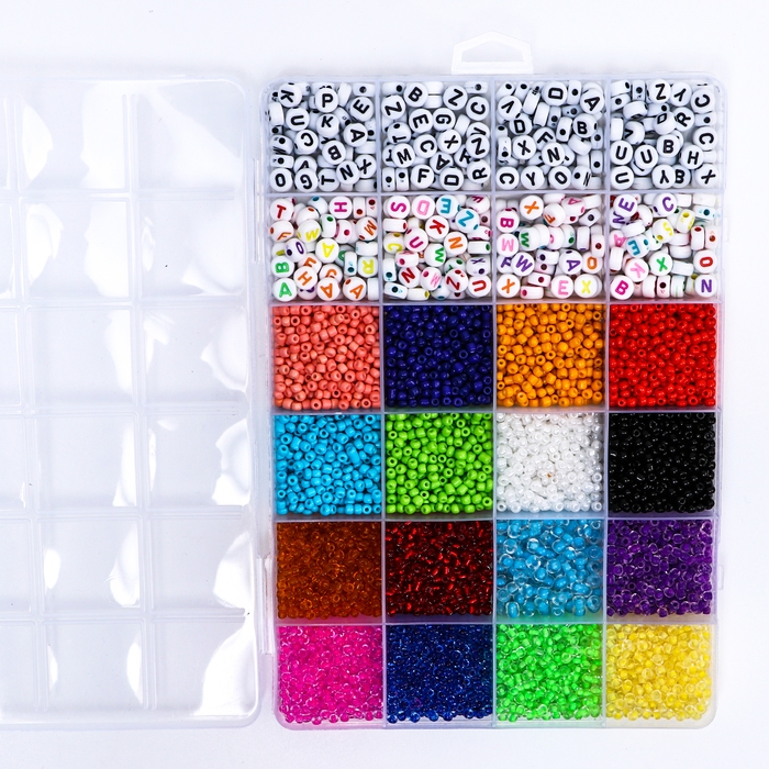 Набор для создания украшений, набор 24 цвета,1 шт. — 3 мм, 400 букв, леска, фурнитура, ножницы Набор для создания украшений, набор 24 цвета,1 шт. — 3 мм, 400 букв, леска, фурнитура, ножницы