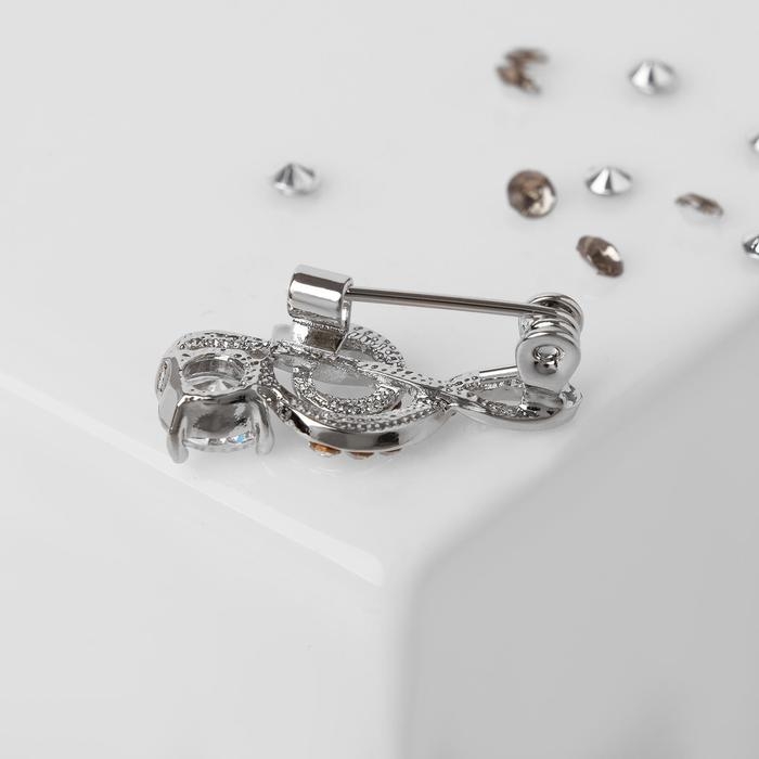 Брошь «Скрипичный ключ» мини, вдохновение, цвет белый в серебре Брошь «Скрипичный ключ» мини, вдохновение, цвет белый в серебре