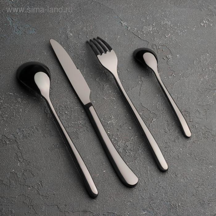 Столовые приборы из нержавеющей стали Magistro «Джентри», 4 предмета, цвет чёрный Столовые приборы из нержавеющей стали Magistro «Джентри», 4 предмета, цвет чёрный