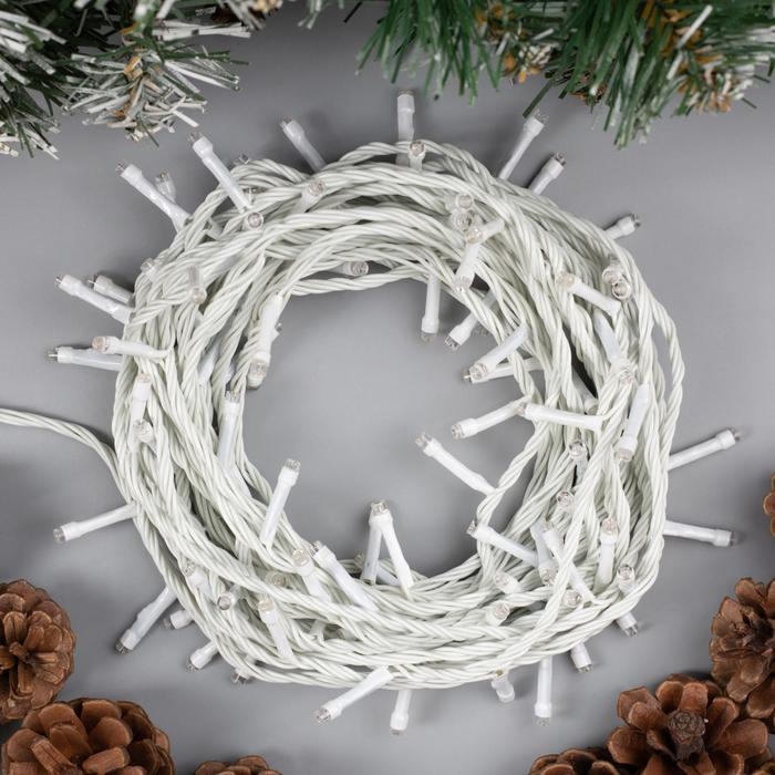 Гирлянда «Нить» 10 м, IP20, белая нить, 100 LED, свечение красное, 8 режимов, 220 В