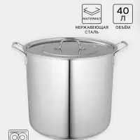 Котёл Катунь &laquo;Общепит&raquo;, 40 л, d=40 см, h=35 см, с крышкой, нержавеющая сталь, хромированная