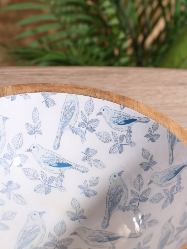 Салатник «Синие птицы», 25×25×10 см, дерево манго Салатник «Синие птицы», 25×25×10 см, дерево манго