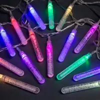 Гирлянда &laquo;Нить&raquo; 5 м с насадками &laquo;Сосульки с пузырьками&raquo;, IP20, прозрачная нить, 20 LED, свечение мульти (RG/RB), мигание, 220 В