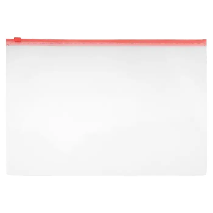 Набор папок-конверт на ZIP-молнии А4, 150 мкм, Calligrata, c цветной молнией, прозрачные, 10 штук, микс