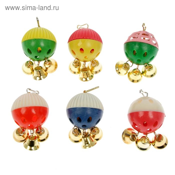 Игрушка для попугая  Игрушка для попугая "Забава" с 3 колокольчиками, микс