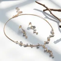 Набор 2 предмета: серьги, колье &laquo;Изумление&raquo;, цветение, белый в золоте, 42 см