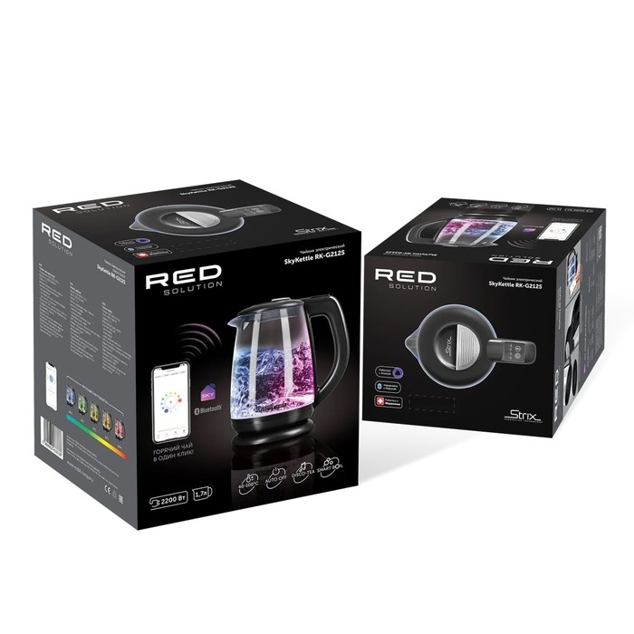 Чайник электрический RED Solution SkyKettle RK-G212S, стекло, 1.7 л, 2200 Вт, чёрный Чайник электрический RED Solution SkyKettle RK-G212S, стекло, 1.7 л, 2200 Вт, чёрный