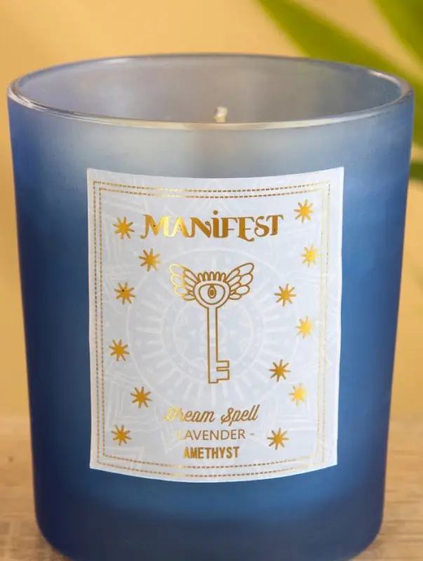 Свеча в стекле с камнем Manifest лаванда 200 гр соевый воск Свеча в стекле с камнем Manifest лаванда 200 гр соевый воск