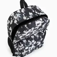 Рюкзак школьный на молнии, с карманами, с принтом, размер 30&times;13&times;42 см, чёрный/белый