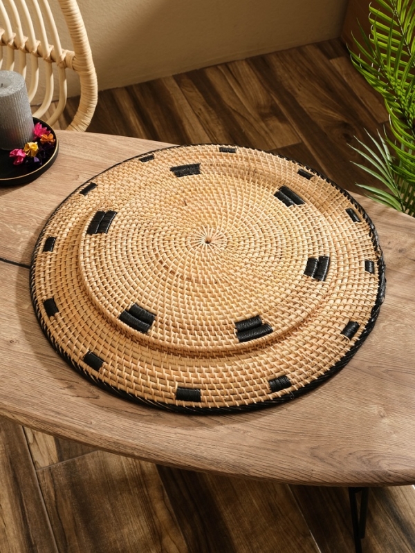 Тарелка декоративная плетеная ротанг "Узор 4", 50х50х5 см