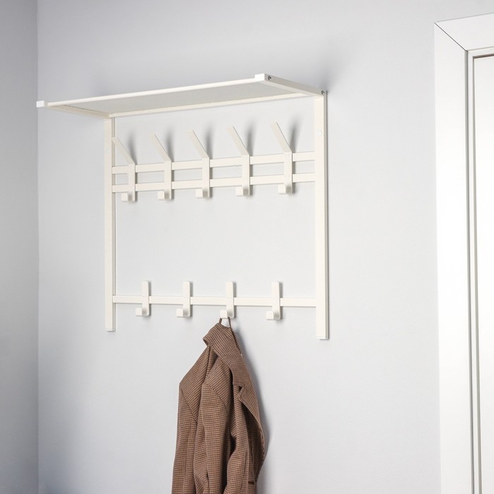 Вешалка с полкой 2-х ярусная «Торонто 22», 67×27×58,5 см, цвет белый Вешалка с полкой 2-х ярусная «Торонто 22», 67×27×58,5 см, цвет белый