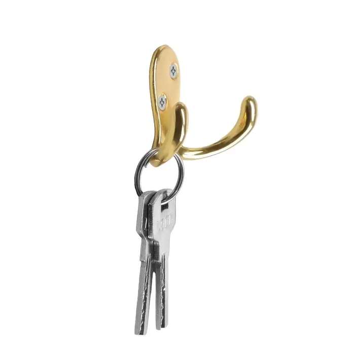 Крючок мебельный ТУНДРА TKd=026, двухрожковый, золото