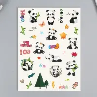 Переводные тату на тело цветные «Белые мишки. Панды», 24×14.5 см, МИКС