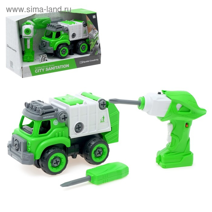 Конструктор винтовой «Мусоровоз», с электр. шуруповертом, р/у, 27 деталей Конструктор винтовой «Мусоровоз», с электр. шуруповертом, р/у, 27 деталей