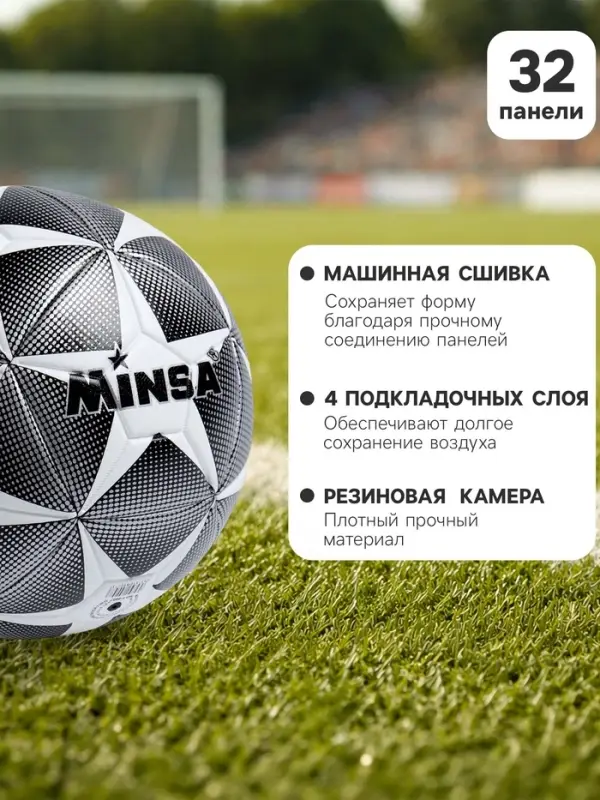 Мяч футбольный MINSA, TPE, машинная сшивка, 12 панелей, р.5