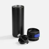 Термостакан X1 с цветной кнопкой, черный с синим