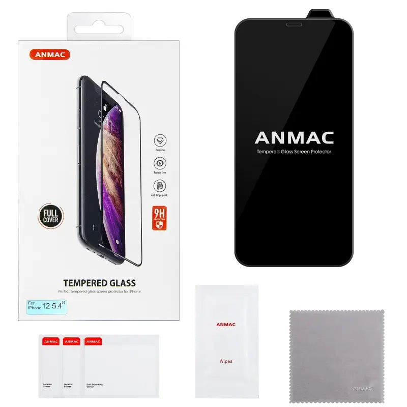 Защитное стекло iP 12 Mini Full Cover ANMAC черный Арт.1137221 Защитное стекло iP 12 Mini Full Cover ANMAC черный Арт.1137221