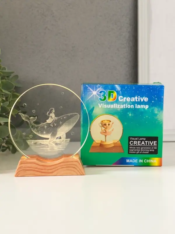 Сувенир стекло свет Сувенир стекло свет "Диск. Девочка и кит" 5хLED d=10 см, USB 10х4х11,4 см