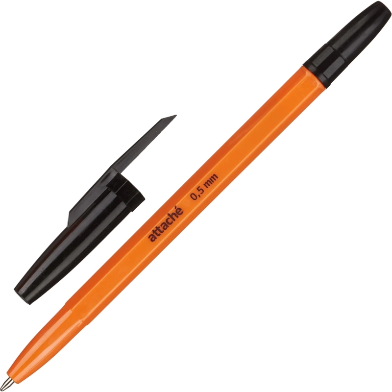 Ручка шариковая неавтомат. оранж.корп. черный стерж