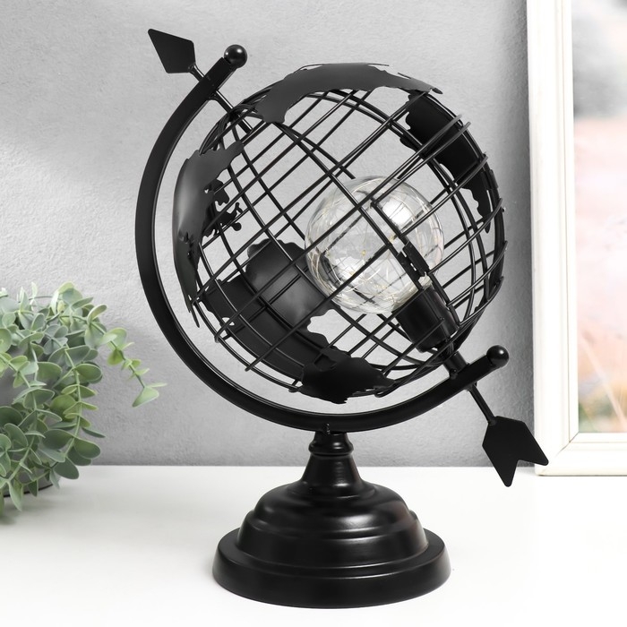 Сувенир металл свет  Сувенир металл свет "Глобус со стрелой" чёрный, LED 32х21х32 см