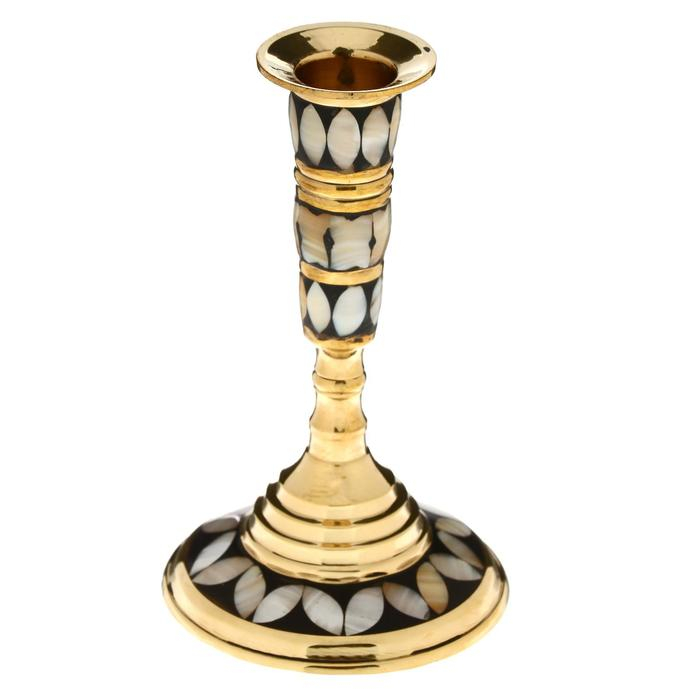 Подсвечник  Подсвечник "Зебра" латунь, перламутр 8х8х13 см